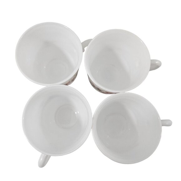 Acropal France White with Floral Accent 6 Oz Coffee Tea Mugs Cups – Set of 4 - Picture 4 of 16